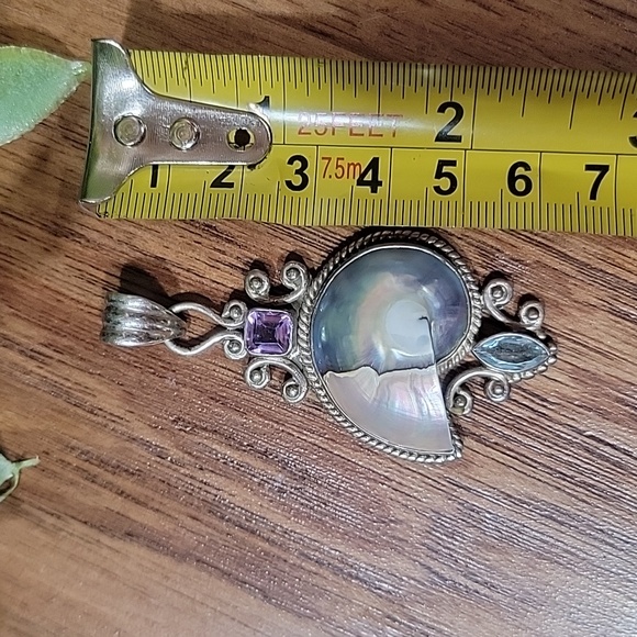 Mermaid Treasure Amethyst~Aquamarine~Sterling Silver Pendant - Picture 6 of 10